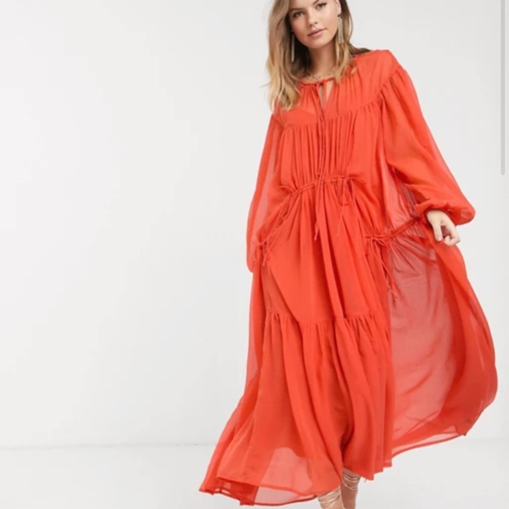ASOS DESIGN Eivissa tiered maxi dress w drawstring